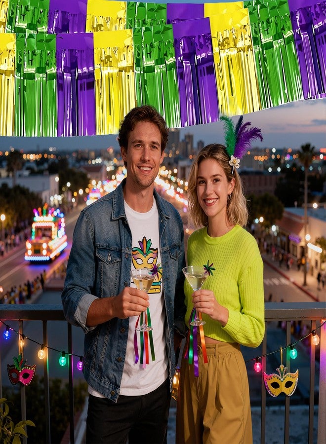 OHOME Mardi Gras Decorations - 2 Pack Gold Green Purple Streamers | Mardi Gras Party Favors Supplies Decor Indoor Outdoor - Masquerade Birthday Party Float Garlands Photo Booth Banner Backdrop,10 FT - Image 4